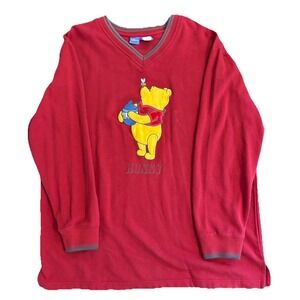 Vintage Disney Store Winnie The Pooh Red Pullover Size Large